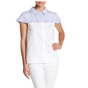 English Factory Striped Contrast Yoke Cap Sleeve